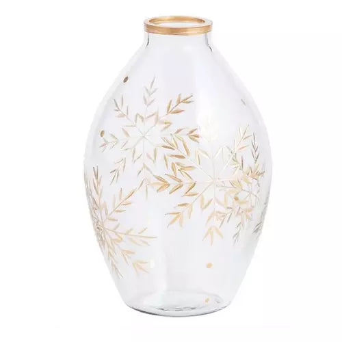 Snowflake Etched Bud Vase
