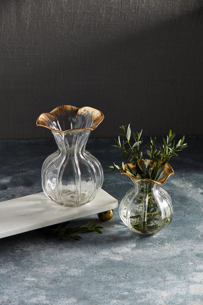 Gold Edge Ruffle Vase