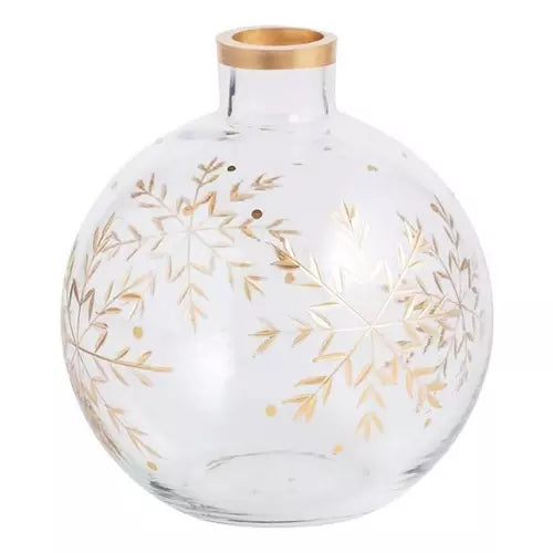 Round Etched Snowflake Bud Vase
